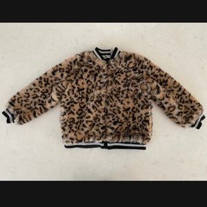 EUC Bloomingdale's Mini Series Little Kids Varsity Leopard Print Jacket Sz 4T